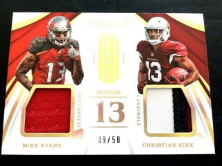 2018 Immaculate Patch Non Auto Mike Evans Christian Kirk Rc /50 Cardinals Bucs