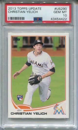 2013 Christian Yelich Topps Update Rookie Rc Us290 Brewers Psa 10 Gem 43454422