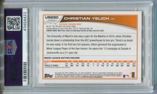 2013 Christian Yelich Topps Update ROOKIE Rc US290 Brewers PSA 10 GEM 43454422 2