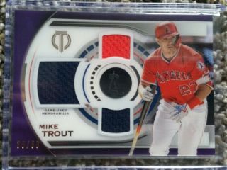 2019 Topps Tribute Mike Trout Triple Jersey Relic Purple /50 Non Auto Angels