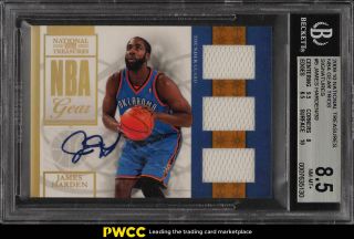 2009 National Treasures Nba Trio James Harden Rc Auto Patch /30 Bgs 8.  5 (pwcc)