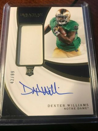 2019 Collegiate Immaculate Rc Patch Auto Rpa Dexter Williams /99 Packers