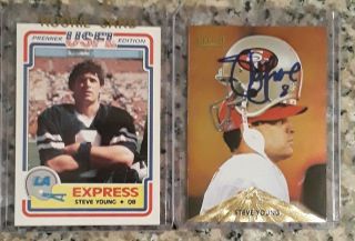 Steve Young 1984 Topps Usfl Card 52/ Pinnacle 1996 Autograph Steve Young/49ers