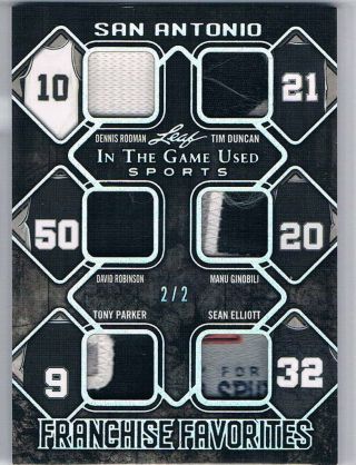 2019 Leaf In The Game Tim Duncan Rodman Robinson Parker Ginobili,  Patch /2