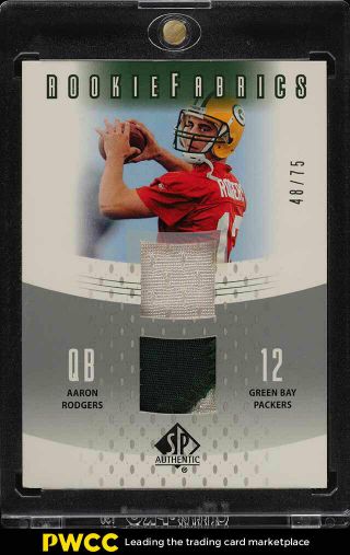 2005 Sp Authentic Aaron Rodgers Rookie Rc Patch /75 Rf - Af (pwcc)