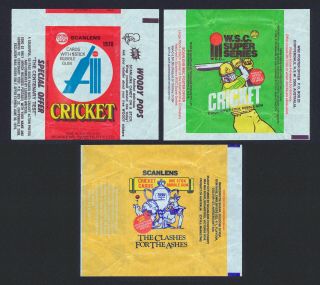 Scanlens Cricket Wrappers 1978,  1981 Wsc Series And 1986 Clashes For Ashes