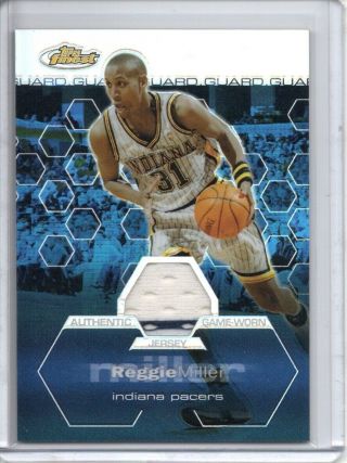 Reggie Miller Jersey Patch /250 2002 - 03 Topps Finest Refractor Game - Worn Pacers