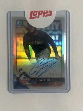 Gleyber Torres 2018 Bowman Chrome Auto Refractor Rookie Card D/499 Yankees Rc