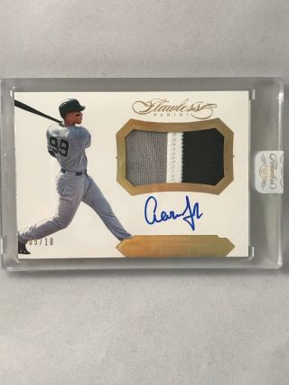Aaron Judge 2017 Rookie Panini Flawless Gold Patch Auto 5/10 Yankees Player