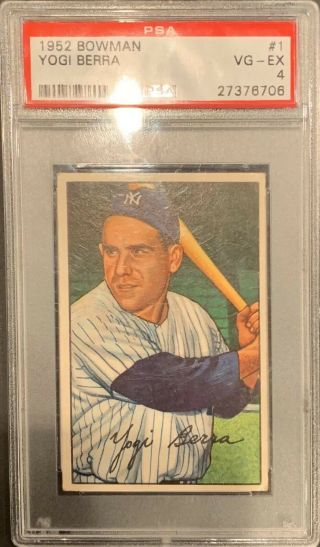 1952 Bowman 1 Yogi Berra Yankees Psa 4 Vg Ex