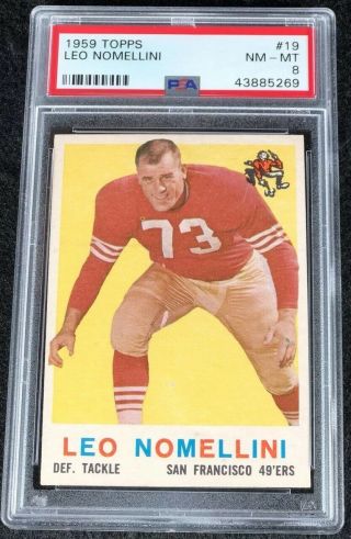 1959 Topps Leo Nomellini Hof 19 - San Francisco 49ers Graded Psa 8
