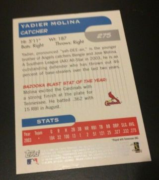 2004 Topps Bazooka - Yadier Molina 275 - First Year Card - Rookie Card 2