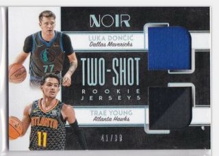 2018 - 19 Luka Doncic Trae Young /99 Dual Jersey Two - Shot Panini Noir Rc Rookie