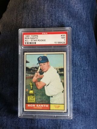 1961 Topps Ron Santo Chicago Cubs 35 Rookie Baseball Card Psa 7