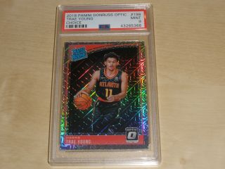 2018 - 19 Donruss Optic Rated Rookie Choice Prizm 198 Trae Young Rc Psa 9