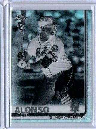 2019 Topps Chrome Pete Alonso Rookie Negative Refractor Black White Sp Rc 204