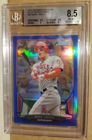 2013 Bowman Chrome Blue Refractor Mike Trout 44/250 Bgs 8.  5 (2 9.  5 Subs)