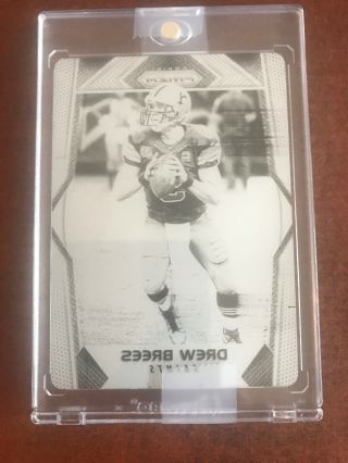 2017 Panini Plates And Patches Drew Brees Black Printing Plate 1/1 2017 Prizm