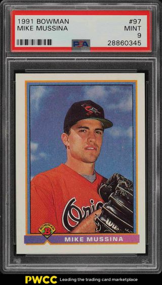 1991 Bowman Mike Mussina Rookie Rc 97 Psa 9 (pwcc)