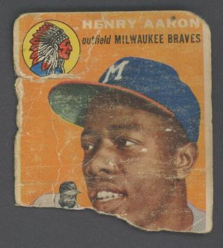 1954 Topps 128 Hank Aaron Milwaukee Braves Rc Rookie Hof Poor