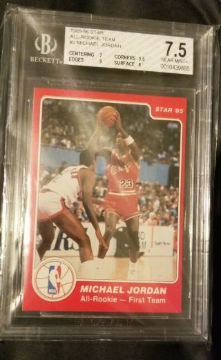 1985 Star Michael Jordan Rookie Of The Year Beckett 7.  5