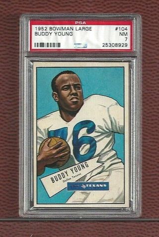 1952 Bowman Large 104 Buddy Young Psa Nm 7: Only 18 Graded Better,  Texans