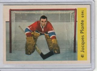 1959 - 60 Parkhurst 41 Jacques Plante Montreal Canadiens Crease