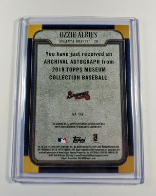 2019 Topps Museum Ozzie Albies On Card Auto Autograph Braves /299 2