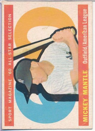 1960 Topps Mickey Mantle 563 All - Star Selection Yankees Vg,  C4549