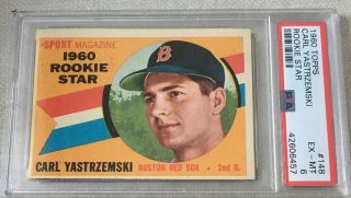 1960 Topps 148 Carl Yastrzemski Boston Red Sox Rc Rookie Hof Psa 6 Ex - Mt
