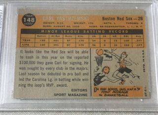 1960 Topps 148 Carl Yastrzemski Boston Red Sox RC Rookie HOF PSA 6 EX - MT 5