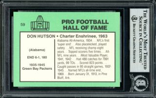 Don Hutson Autographed 1985 Football Immortals Card Packers Beckett 11317629 2
