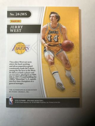 2018 - 19 Opulence Jerry West 24K Gold On Card Auto 39/79 Lakers SSP 2