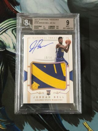 17 - 18 National Treasures Jordan Bell Rookie Patch Auto Gold Rpa 10/10 Bgs 9/10
