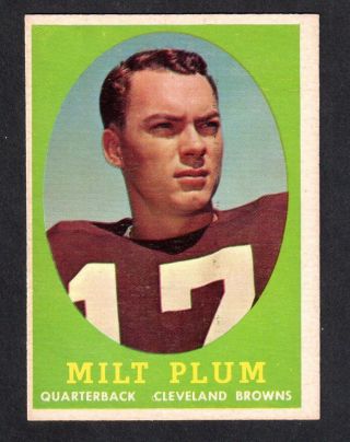 1958 Topps Football 5 Milt Plum Cleveland Browns Penn State Ex -,  A