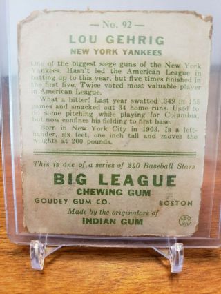 1933 Goudey Gum LOU GEHRIG ROOKIE CARD WOW RC BV$15,  000 (READ) 2