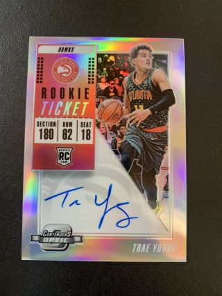 2018 - 19 Contenders Optic Trae Young Silver Holo Prizm Auto Autograph Rc 124
