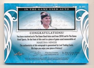 MARTINA HINGIS 2019 LEAF ITG In The Game Auto Jersey Relic / 15 2