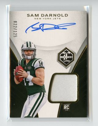 Sam Darnold 2018 Panini Limited /125 Patch Auto Rc Gold Rpa Jersey Autograph