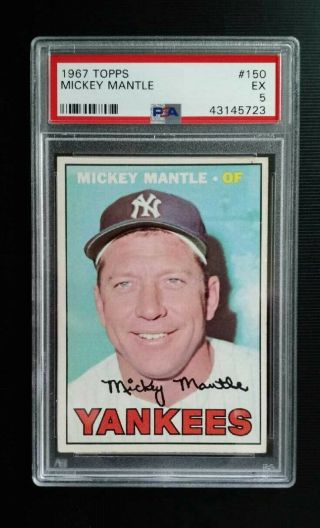 Mickey Mantle 1967 Topps 150 York Yankees Hof Psa 5 Ex