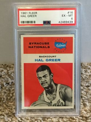 1961 Fleer 16 - Hal Greer - Psa 6 Ex - Mt - Syracuse Nationals