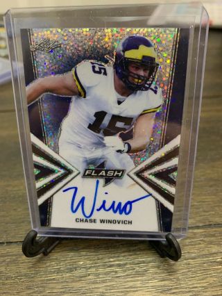 2019 Leaf Flash Blue Autograph Chase Winovich Auto 15/50 Patriots Jersey Number