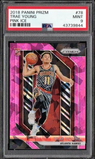 Psa 9 Trae Young 2018 - 19 Panini Prizm Pink Cracked Ice Prizm Rookie 78 Rc