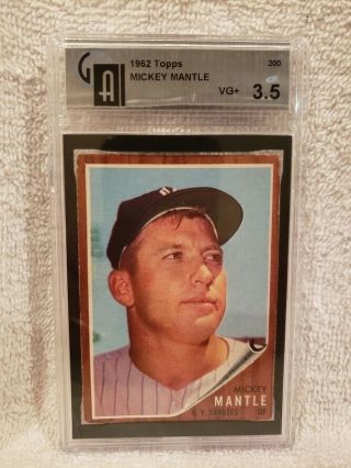 1962 Topps 200 Mickey Mantle Card,  York Yankees,  Gai - 3.  5 Vg,