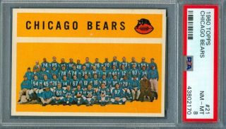 1960 Topps Football Chicago Bears Team 21 Psa 8 (nearmint -)