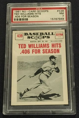 1961 Nu - Card Scoops Psa 7 Nm Ted Williams 439