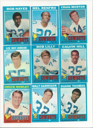 Nm - Ex 1971 Topps Dallas Cowboys Complete Team Set Bob Lilly,  Duane Thomas Rc