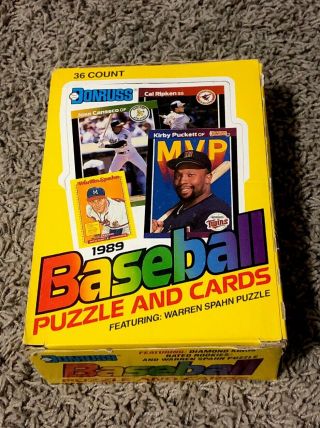 1989 Donruss Full Wax Pack Box Of 36 Packs Tons Of Rc’s And Hof’s