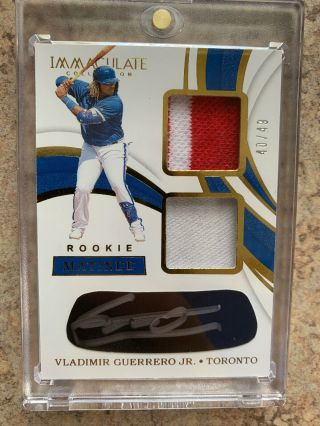2019 Panini Immaculate Vladimir Guerrero Jr Rpa Auto 40/49 Dual Patch Silver Ink