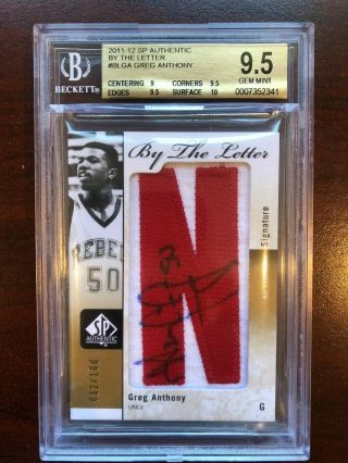 Greg Anthony 2011/12 Sp Authentic Letter Patch Auto 32/100 Bgs 9.  5 Unlv